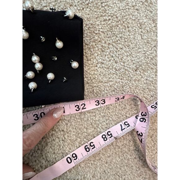 Zara Black Wide Leg Pants with Pearl Accents - Picture 3 of 6